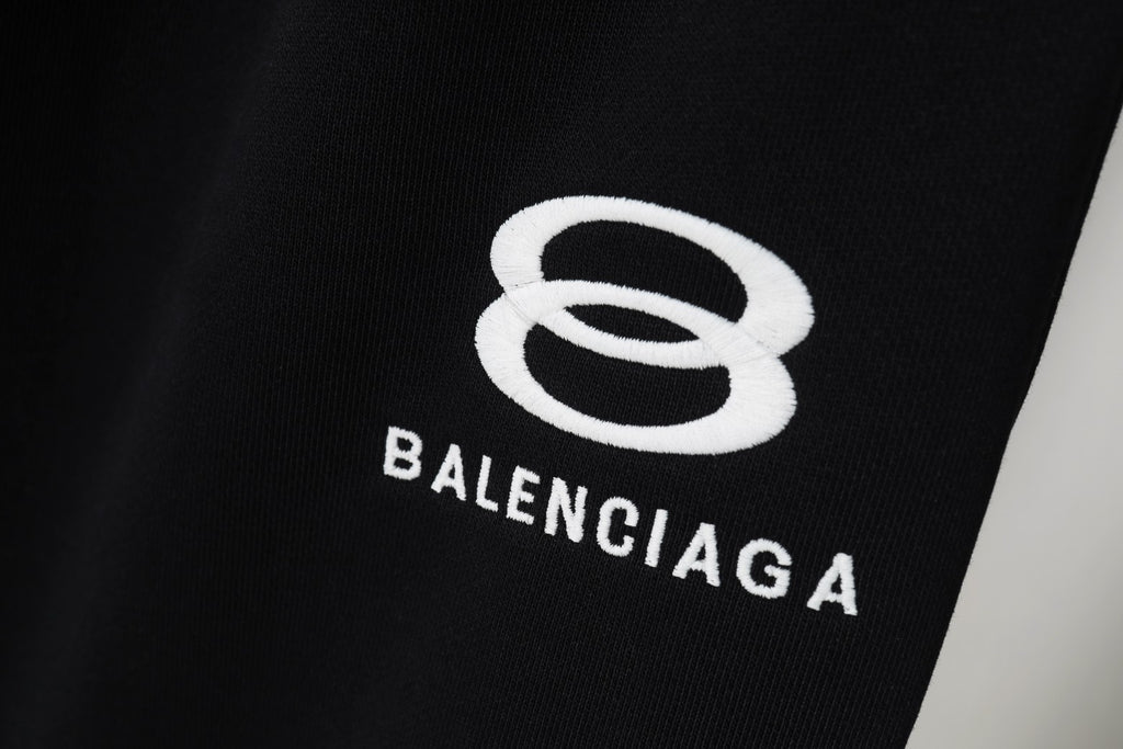 Balenciaga logo print on black fabric