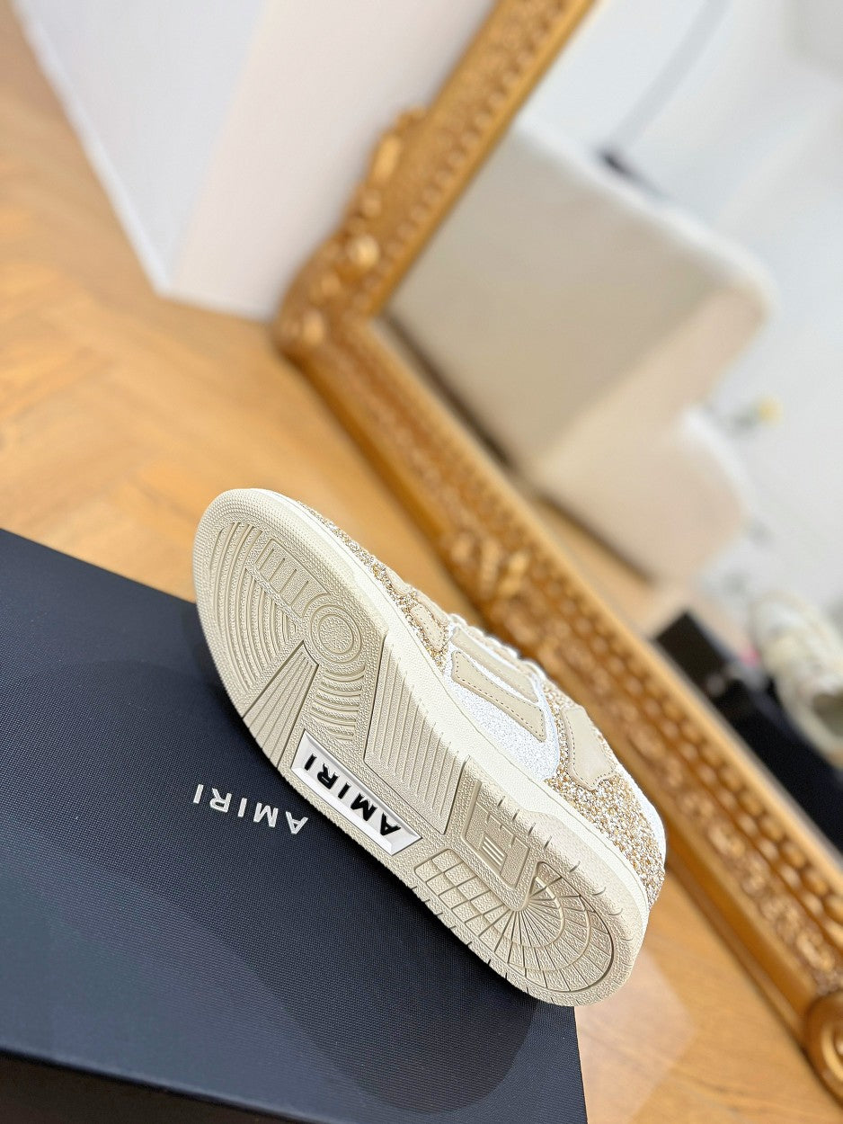 Amiri sneaker outsole view with textured tread and white midsole
