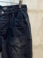 Balenciaga denim jeans shorts, dark blue, button fly, front patch pockets