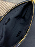 YSL small clutch interior with zip top opening and slip pockets lining