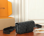 Louis Vuitton monogram crossbody bag, dark canvas, adjustable shoulder strap
