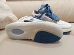 Amiri sneakers outsole, white sole with blue tread and sidewall logo