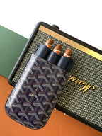 Small Goyard patterned pouch bag with navy leather and three bottle holders