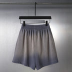 Balenciaga drawstring shorts, dark gray, gathered waist, front view