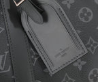 Men's Louis Vuitton monogram duffel bag close-up of stitched interior card slot