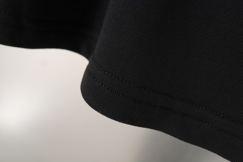 Balenciaga black shorts with ribbed knit hem and visible seam