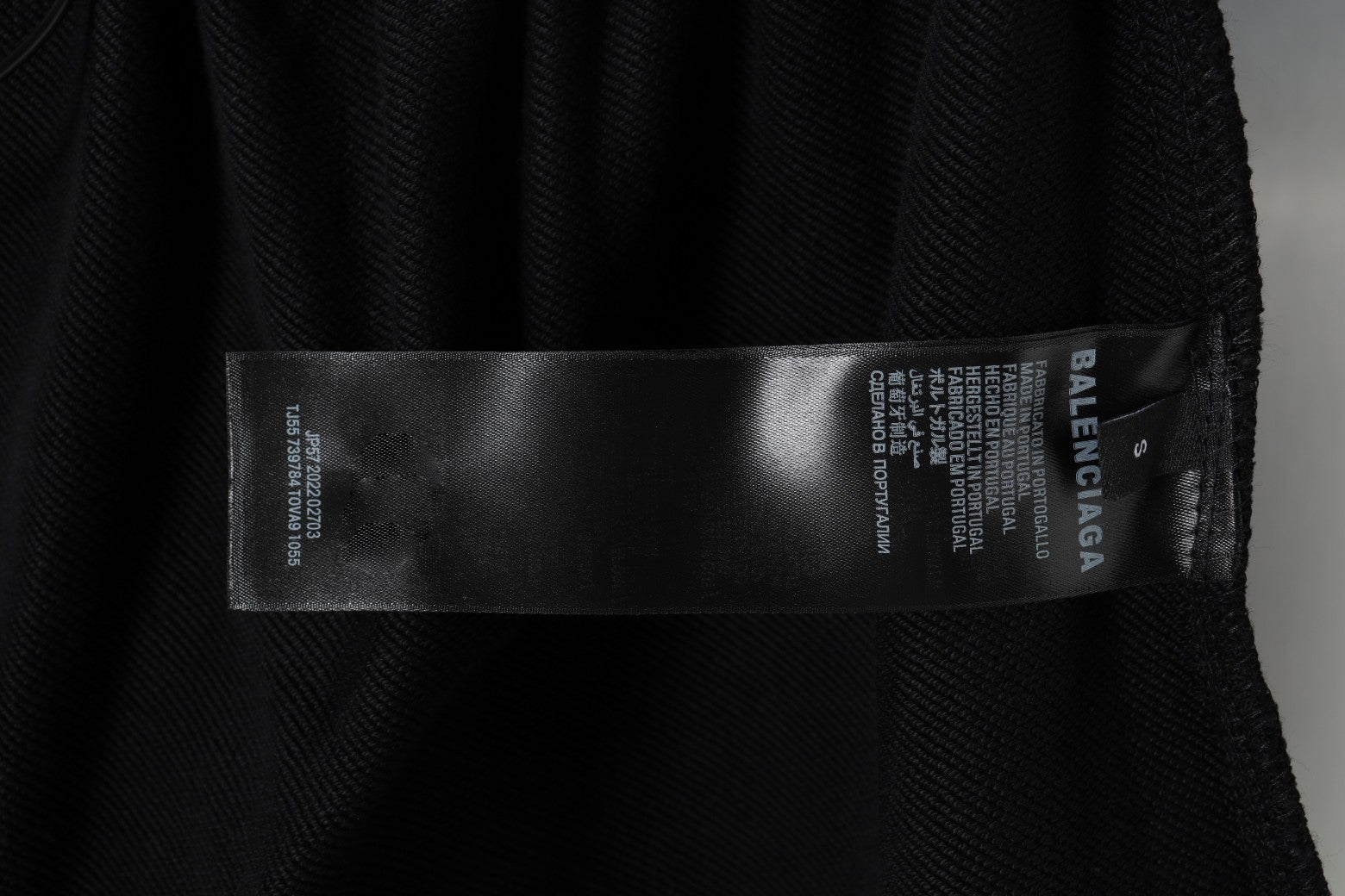 Balenciaga black shorts interior care label near waistband
