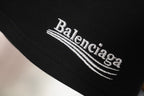 Balenciaga logo embroidery on black fabric