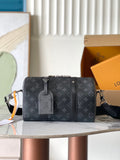 Louis Vuitton monogram bag, dark canvas, top zipper and shoulder strap