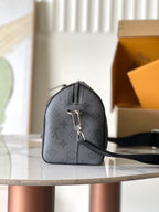 Louis Vuitton monogram mini bag with top zipper and short wrist handle
