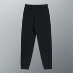 Black track pants with elastic waist and side pocket detail