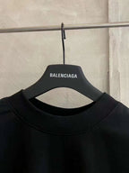 Black T-shirt crewneck collar detail