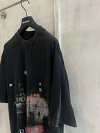 Balenciaga black T-shirt front view with city graphic and bold lettering