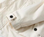 Burberry white jacket sleeve cuff with snap buttons and stitched placket