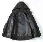 Black Prada hooded jacket with satin-like interior lining