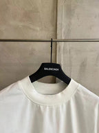 Balenciaga short-sleeve T-shirt, white, crew neck collar close-up