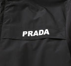 Black PRADA long jacket chest logo print