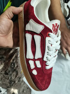 Amiri low-top sneakers, burgundy suede with white panels and white laces