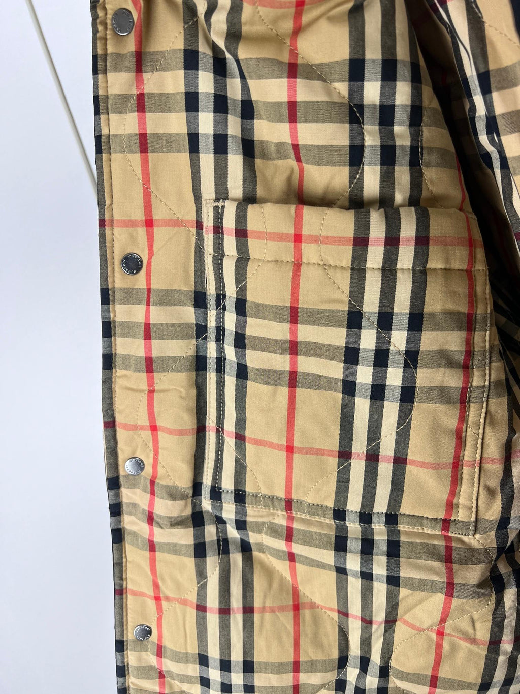 Plaid lining fabric in beige, navy, red and cream