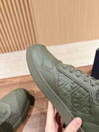 Dior unisex sneaker upper, olive green with embossed side pattern and lace eyelets