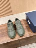 Dior unisex sneakers, olive green lace-up with textured panels and logo details