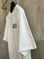 Balenciaga white short-sleeve T-shirt with ID card graphic, side view