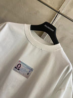 Balenciaga white T-shirt with crew neck and chest ID card graphic