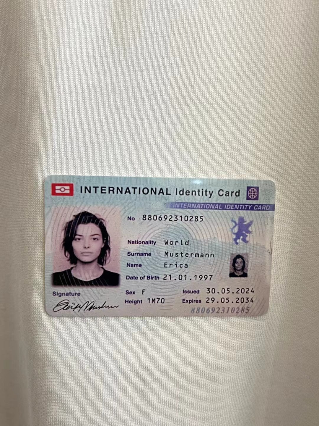 Balenciaga T-shirt chest ID card label with portrait and printed details