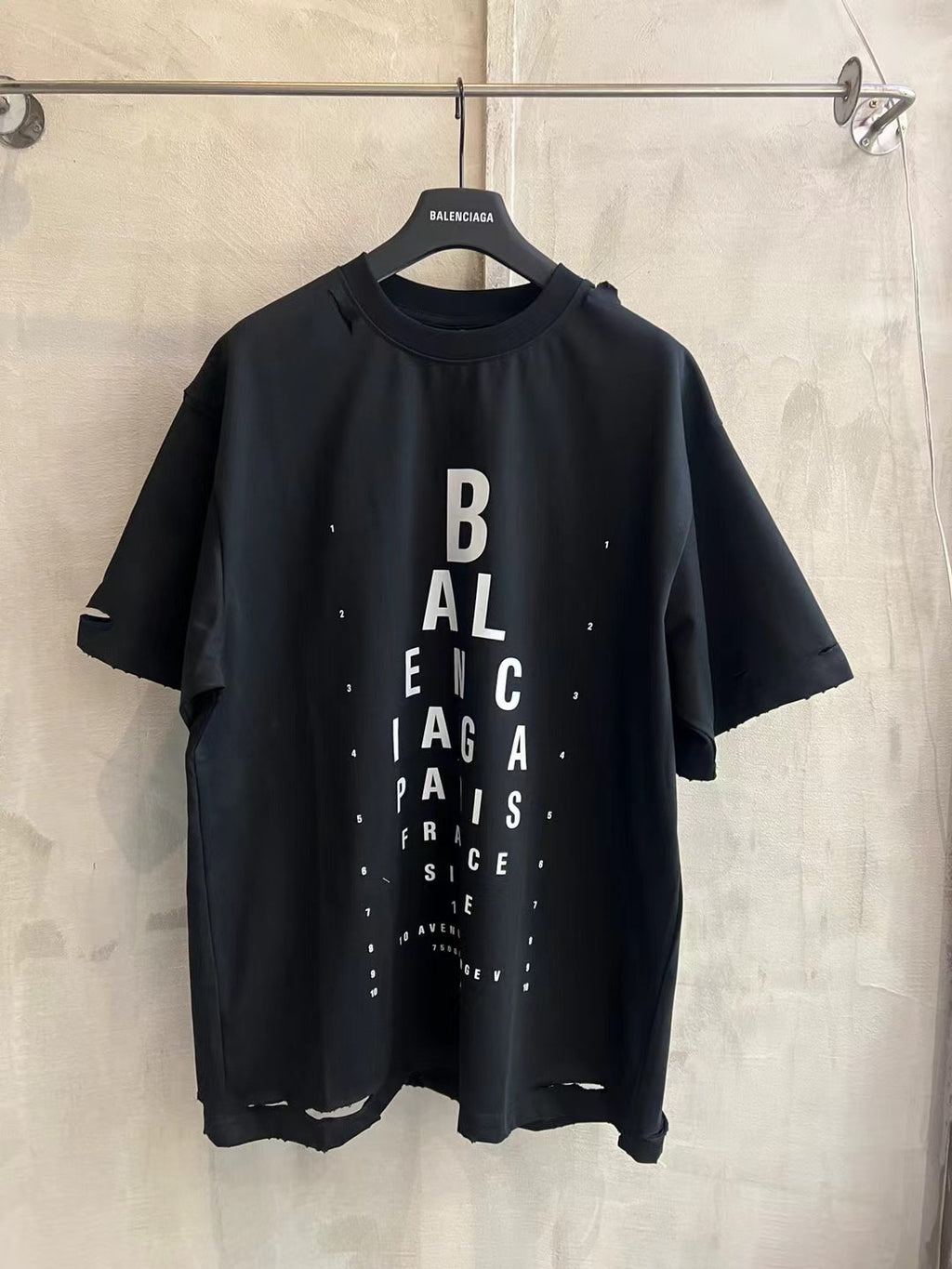 Balenciaga black graphic T-shirt with large BALENCIAGA PARIS letter print on the front