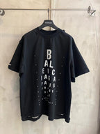 Balenciaga black graphic T-shirt with large BALENCIAGA PARIS letter print on the front