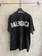Black T-shirt with large BALENCIAGA front graphic and crew neck