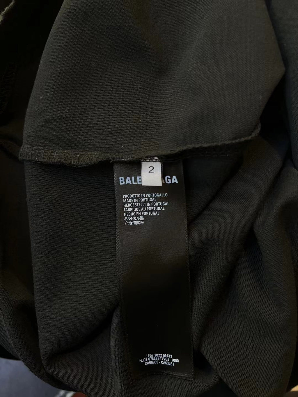 Black Balenciaga T-shirt neck label and care tags