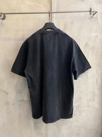 Black short-sleeve T-shirt, back view, round neck and loose straight hem