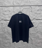 Dark navy short-sleeve T-shirt with small chest logo print