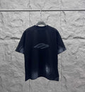 Dark graphic crewneck T-shirt with chest logo print
