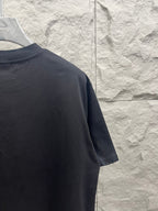Dark T-shirt sleeve and shoulder view
