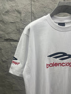 White Balenciaga T-shirt with sleeve logo and large chest graphic