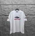 White Balenciaga crewneck T-shirt with front logo print and short sleeves