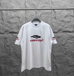 White Balenciaga crewneck T-shirt with front logo print and short sleeves