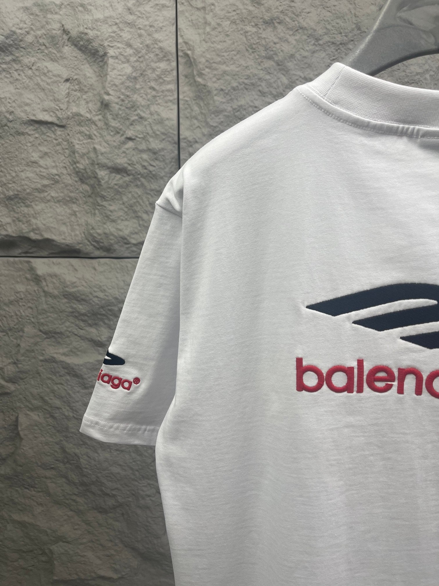 White Balenciaga T-shirt with side logo print and short sleeves