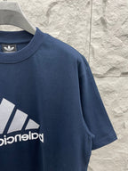 Balenciaga T-shirt sleeve detail, navy blue, large logo print