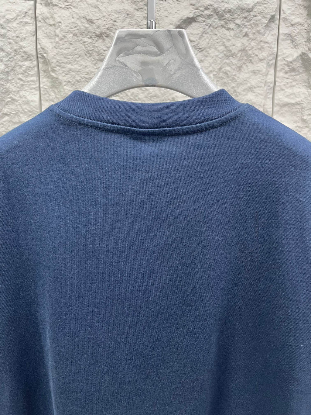 Balenciaga T-shirt, navy blue, back neckline and upper back view