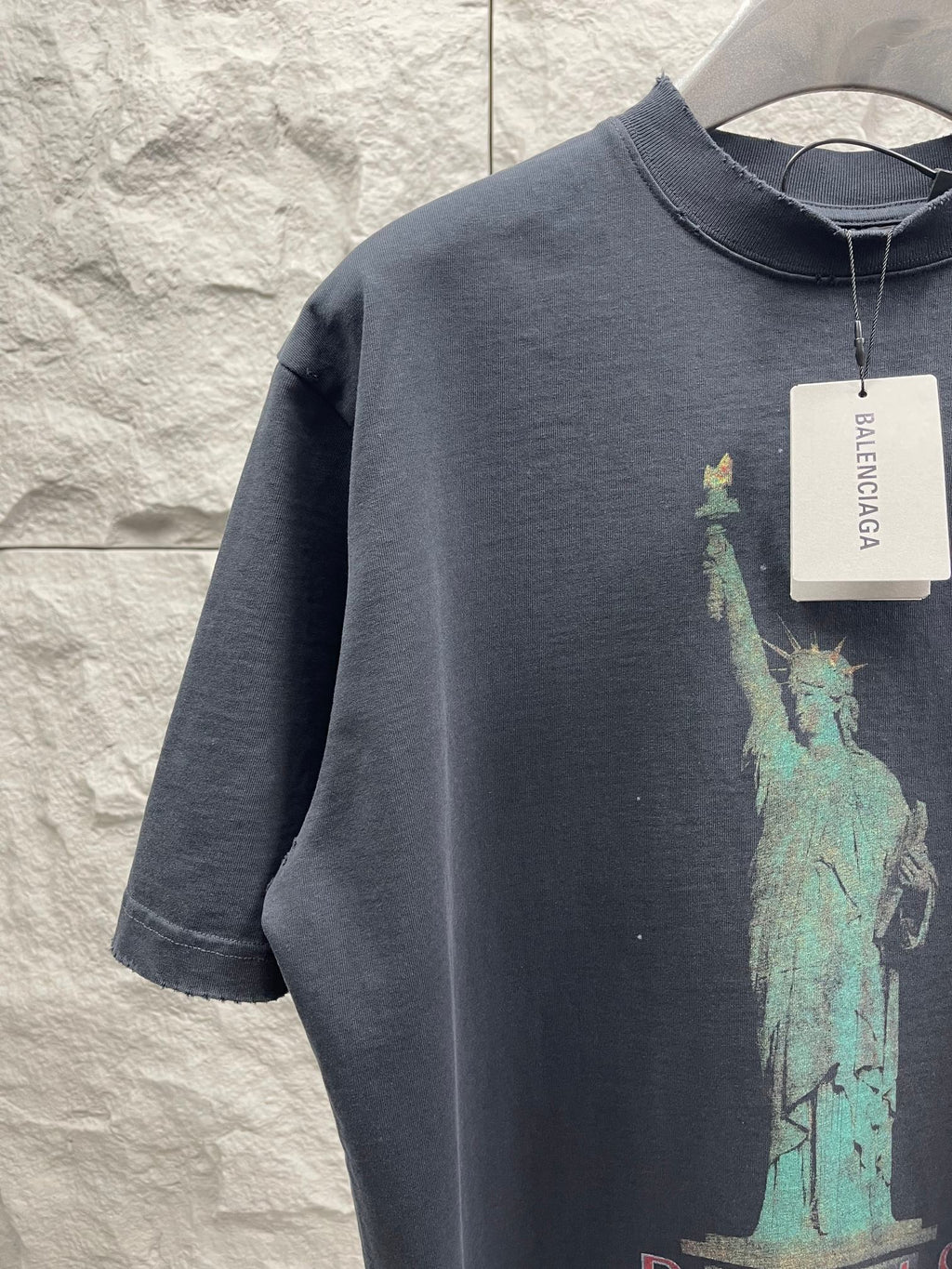 Balenciaga dark navy T-shirt with green Statue of Liberty print