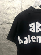 Black Balenciaga T-shirt with AB symbol print and BALENCIACA graphic