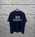 Balenciaga dark short-sleeve T-shirt with large chest graphic print
