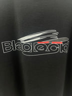 Balenciaga dark short-sleeve T-shirt with close-up chest graphic logo