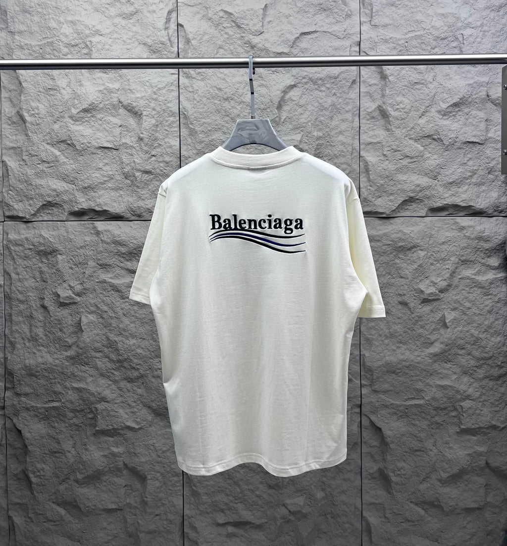 Balenciaga short-sleeve T-shirt back view with Balenciaga logo graphic