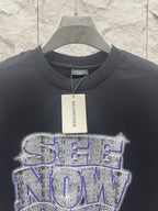 Balenciaga crewneck T-shirt in dark color with glitter-style front logo detail