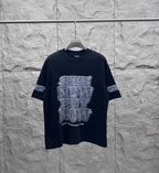 Balenciaga graphic T-shirt in dark color, short sleeves, metallic logo print front