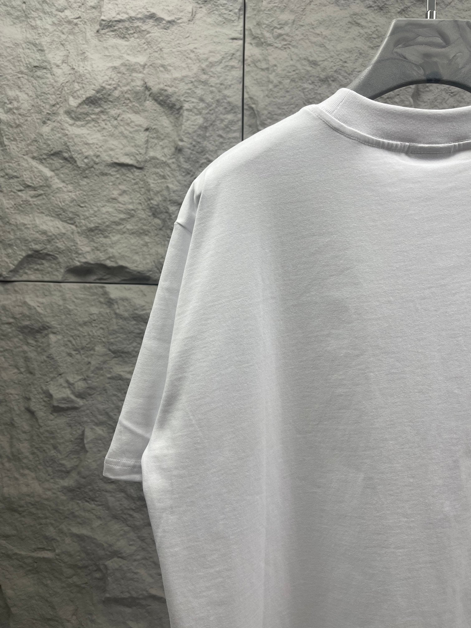 White Balenciaga short-sleeve T-shirt back view, relaxed fit